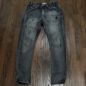 One X One Teaspoon Scallywags High WaistlLong RiselFitted Bowed Leg Size 26